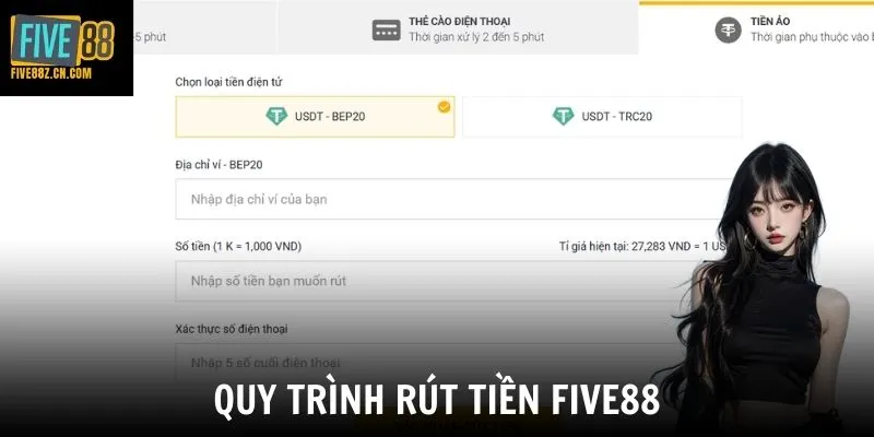 Quy trình rút tiền Five88